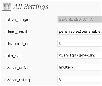 The 'All Settings' Page