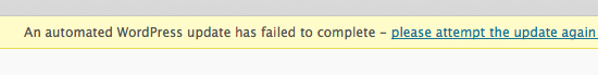 Screenshot: Auto-Update Fail Message