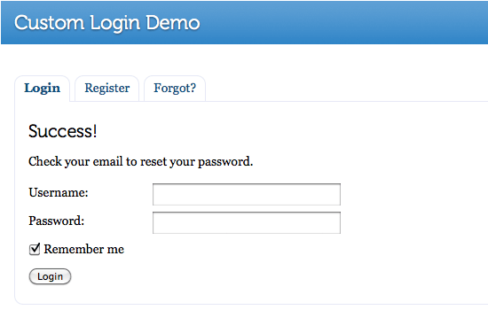 Screenshot: Password-Recovery Success Message