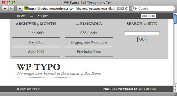 Screenshot of WP Typo theme (3 of 3)