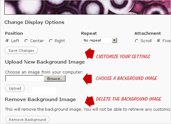 Custom-Background Options Page