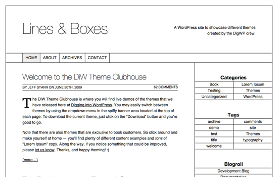 WP Theme: Lines and Boxes