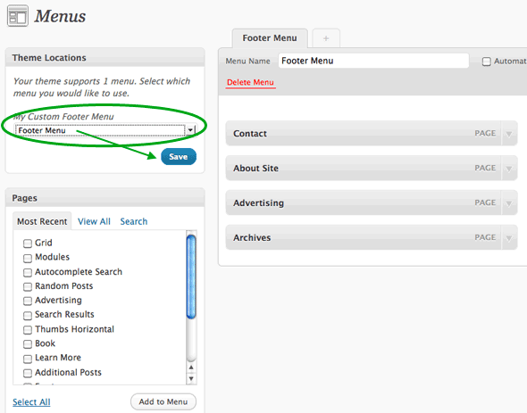 Diagram: Enable a WordPress Menu